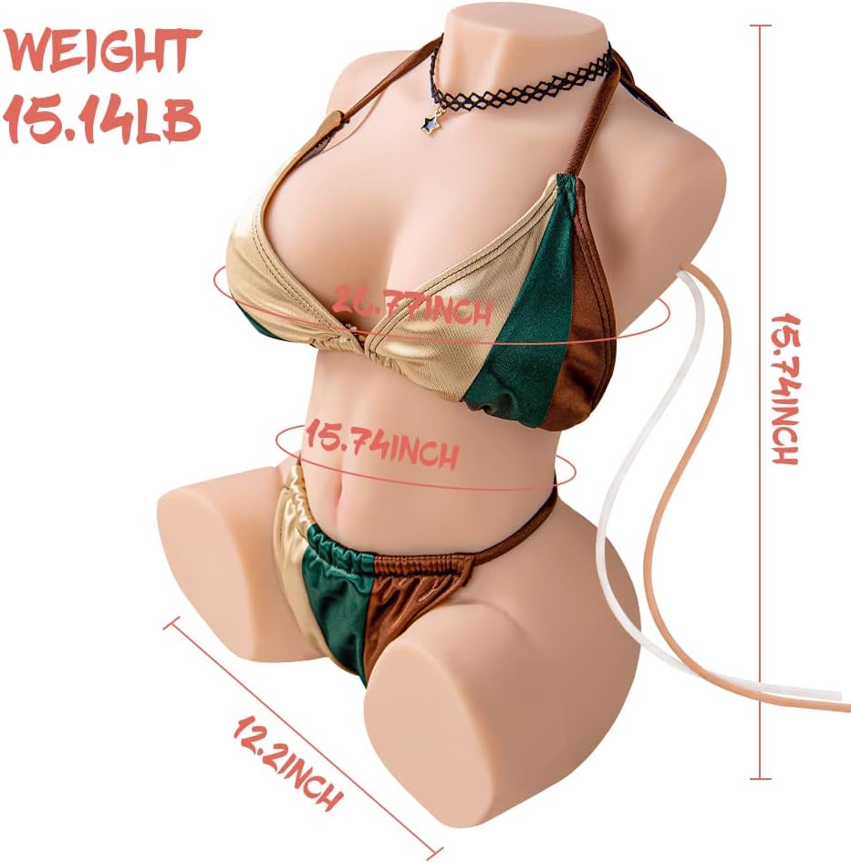 15.4LB Dolls Torso for Men Auto Suction Vibration, Sexdoll Male Masturbator Man Orgasm Pleasure, Adult Toy Pocket Pussy Realistic Female Vaginal Ass Hip